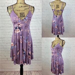 Socialite Purple Floral Cami Open Back Dress